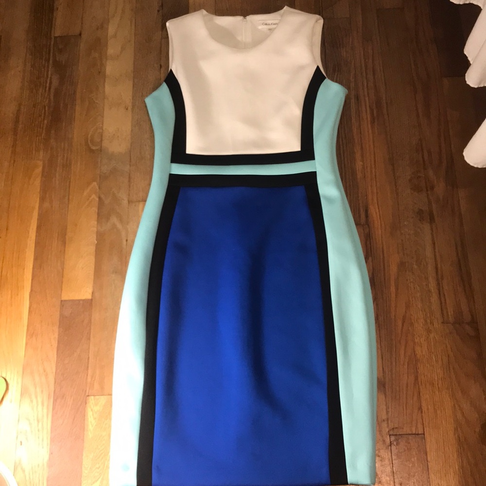 Size 8 Calvin Klein color block scuba dress